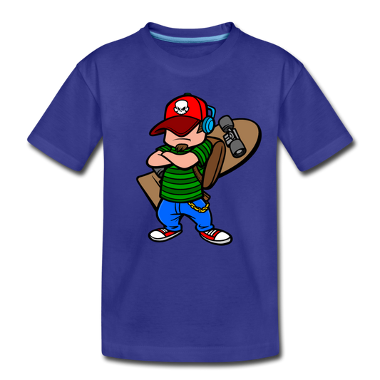 Skater Boy Cartoon Kids T-Shirt - royal blue