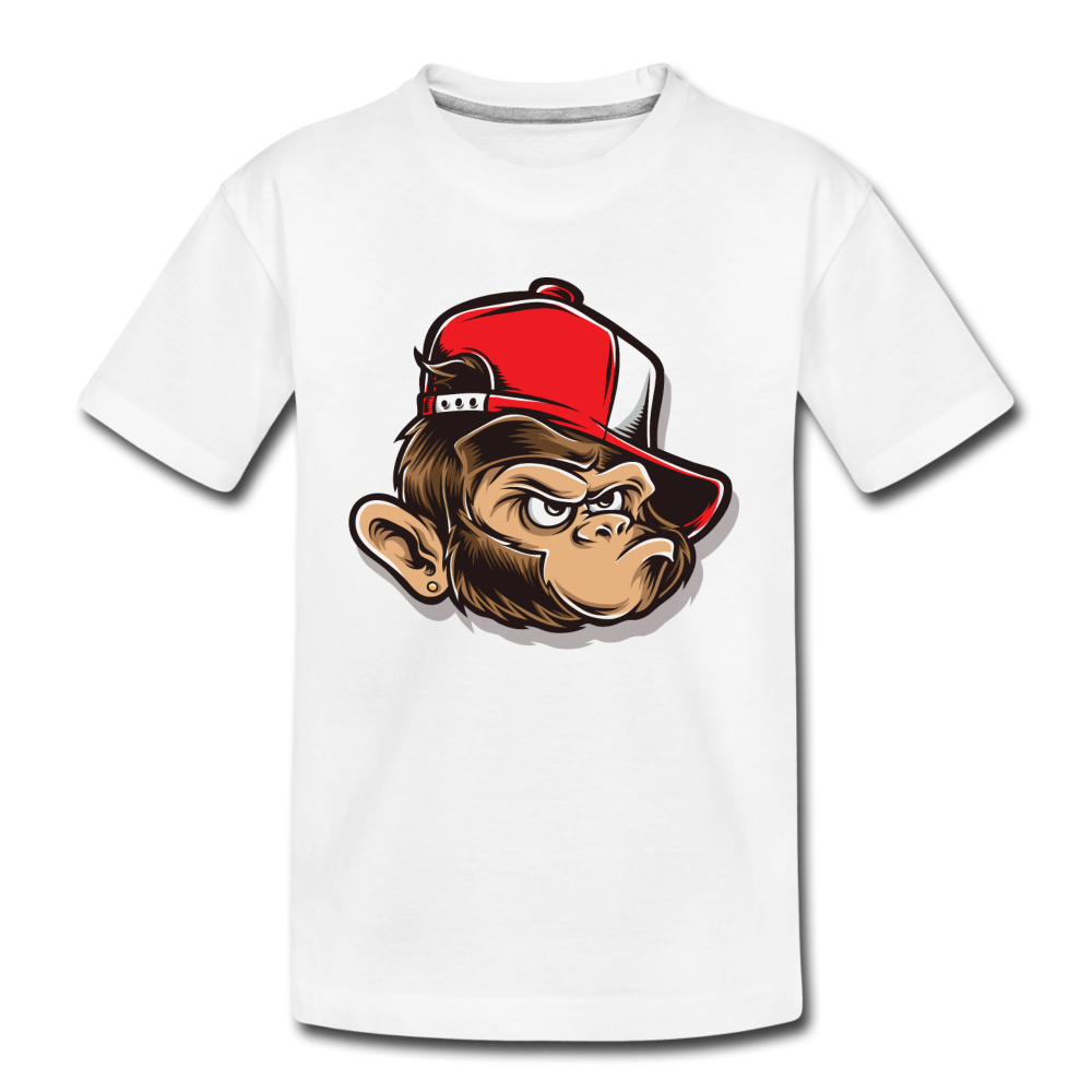 Monkey Hat Cartoon Kids T-Shirt - white