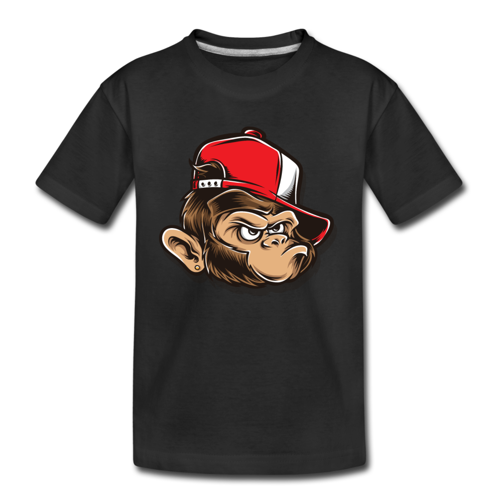 Monkey Hat Cartoon Kids T-Shirt - black