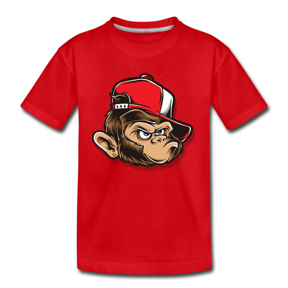 Monkey Hat Cartoon Kids T-Shirt - red