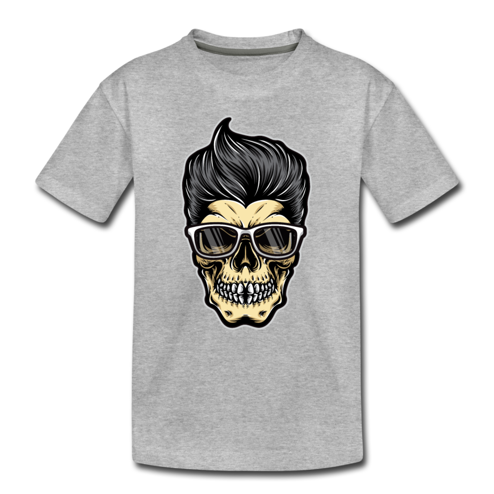 Cool Skeleton Hair Kids T-Shirt - heather gray