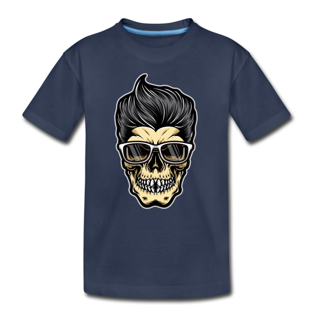 Cool Skeleton Hair Kids T-Shirt - navy