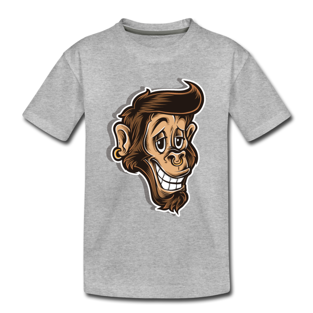 Monkey Cartoon Kids T-Shirt - heather gray